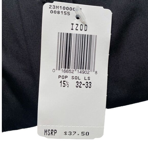 Mens Izod Dress Shirts Button Down Regular Fit Black Red Size Medium 15.5 32/33 - Picture 5 of 8